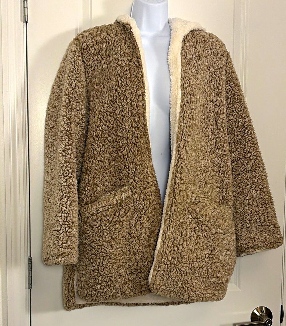 C&C California cozy sherpa Fleece Pullover Hoodie Pockets cabin core S